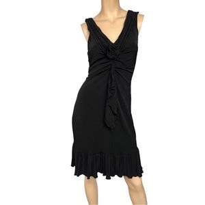Vintage 90s Y2K Cocktail Dress Black V Neck Sleeveless Size 10